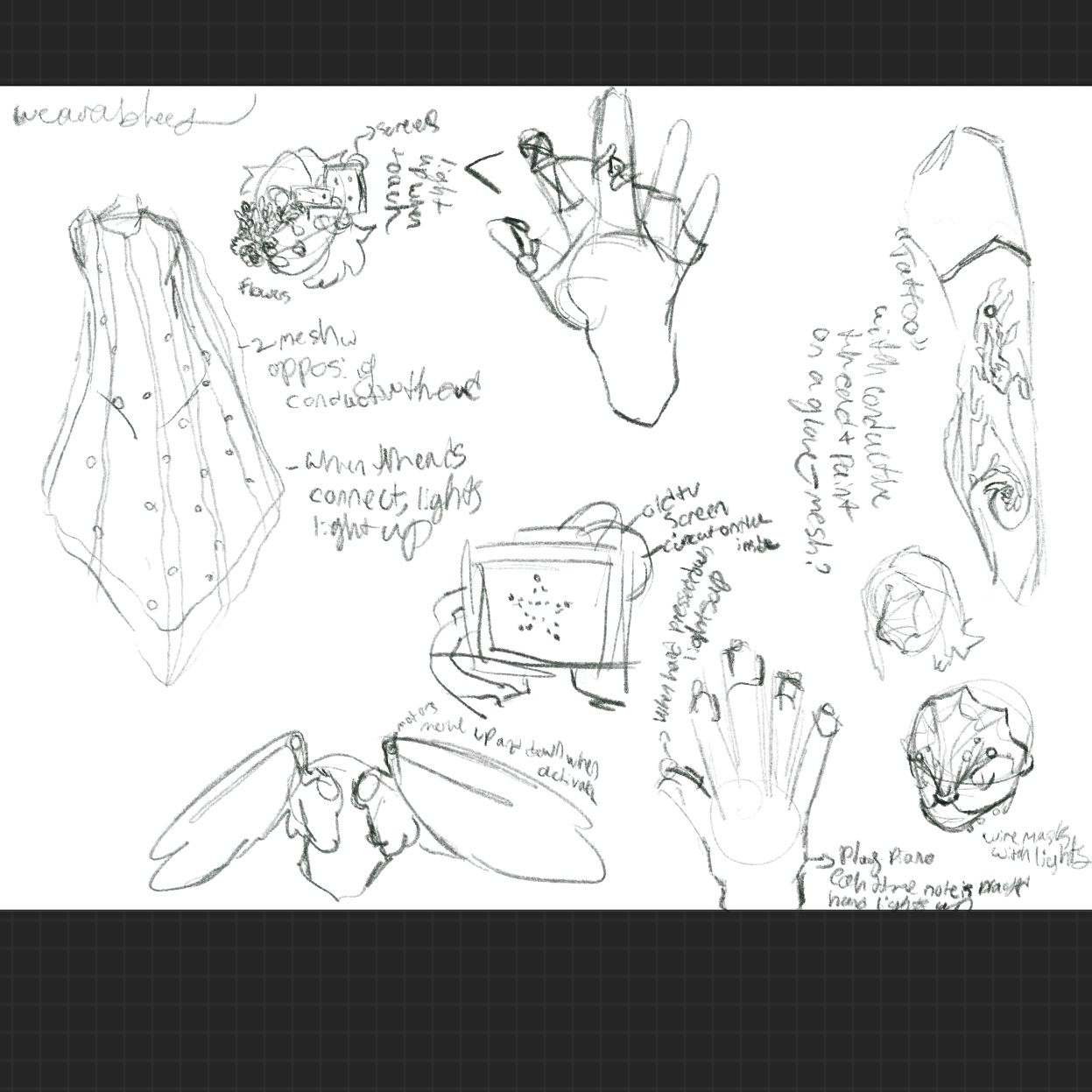 this was just loose ideation sketches for wearables as i was having more trouble with that