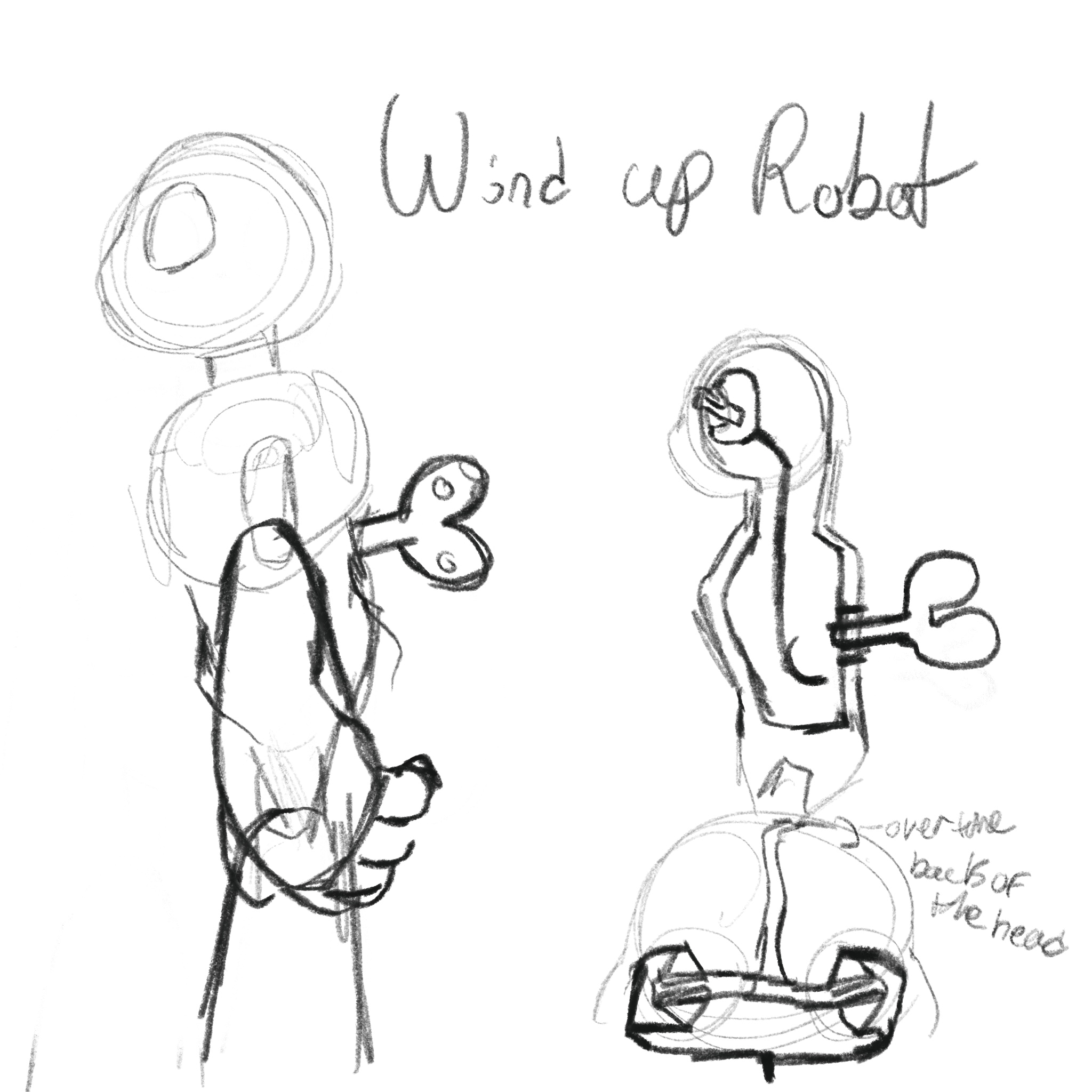 a wind up robot who's eyes light up when the key is turned, using a character i have already made