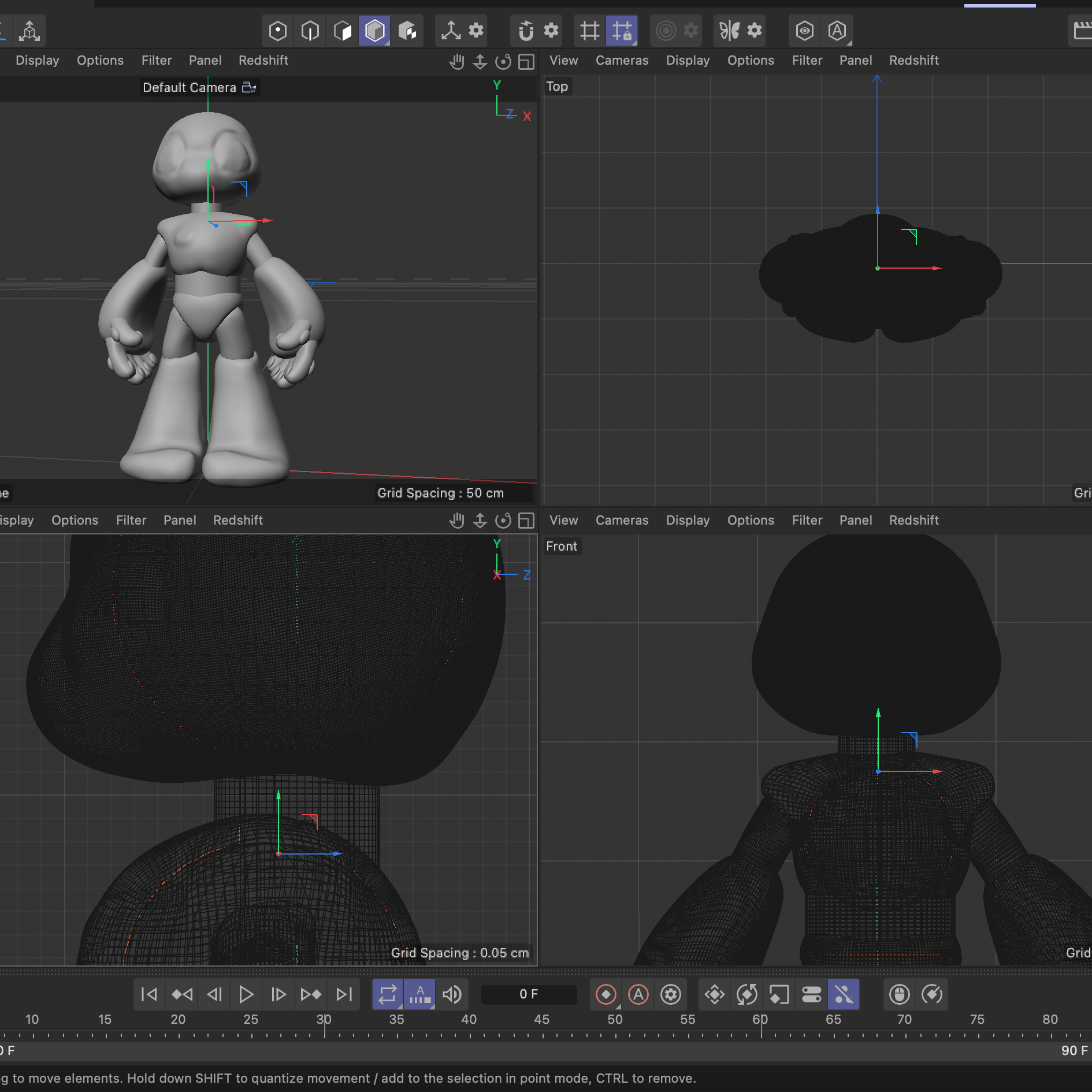 I made a model in a mobile software called nomad and exported it to cinema 4d to cut in half and hollow out, i know the mesh is super dense, im probably gonna re do it