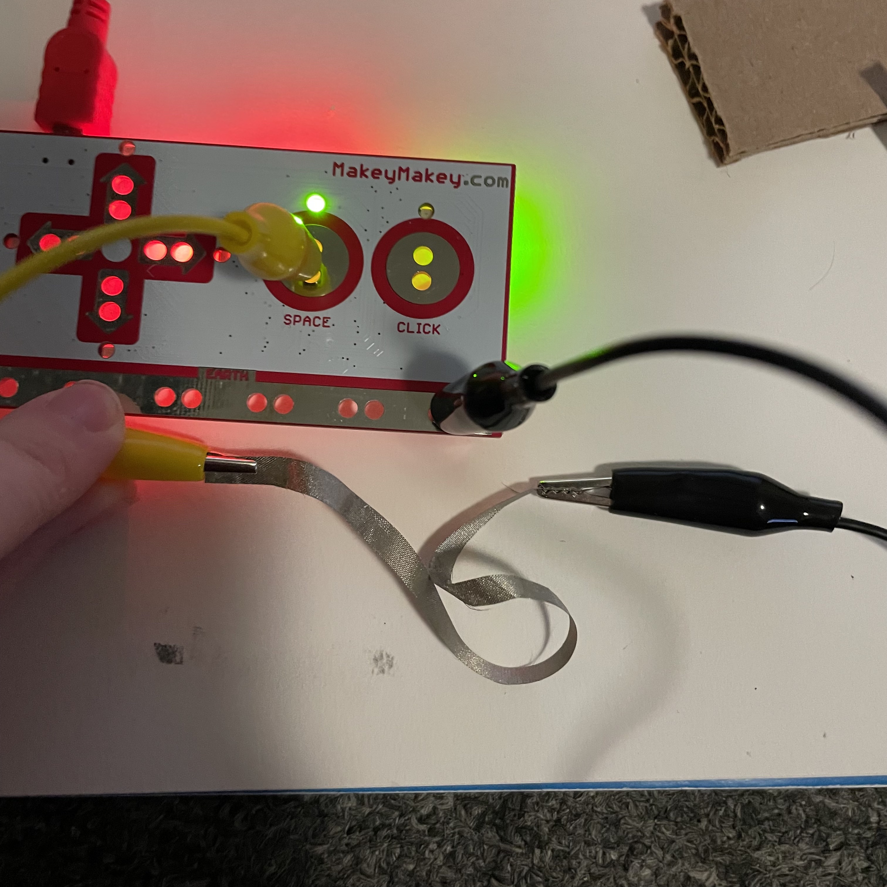 This is my first test with conductive fabric. I was suprised just how strong the connection was, even though it was incredibly effective in project one.