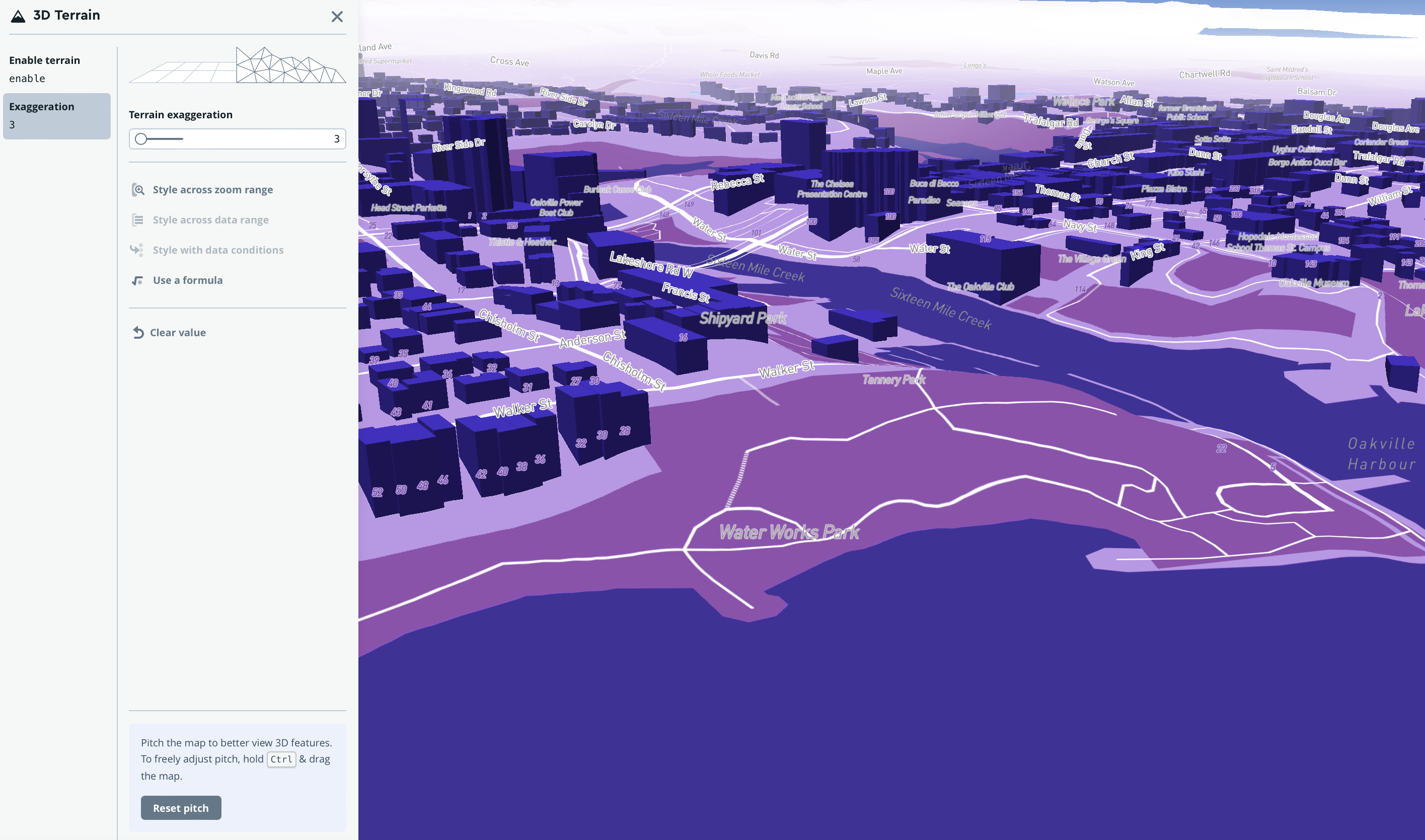 changing greenspace and natural park coours and changing colours depending on zoom