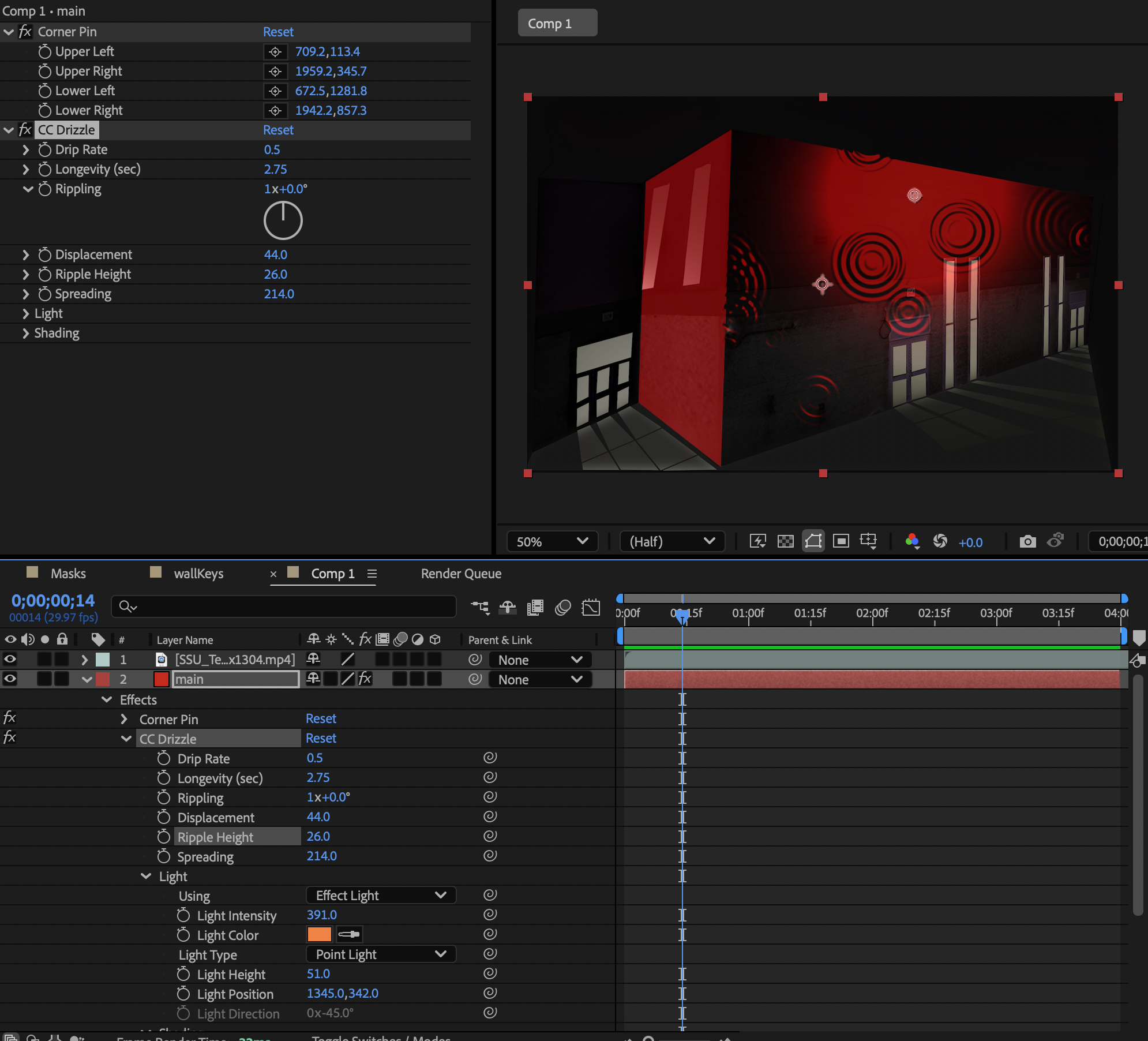 Starting the drip effect following the tutorial