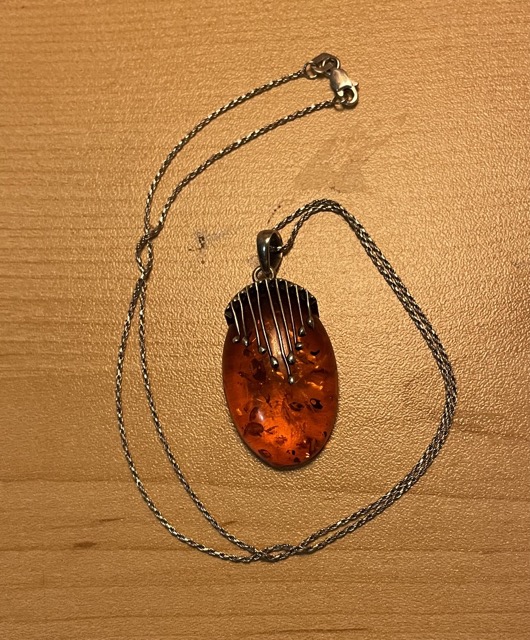 one of the objects I plan to scan as a starting point for formstorming 2- Ive loved amber for such a long time since its a peice of fossilized history and sometimes literally has specimines perfectly preserved inside it. aswell, a lot of amber like this is from the baltic sea and is very popular in poland which is where my dad is from so it feels like a connection to that side of the family. IF i remeber correctly this pendant is from poland
